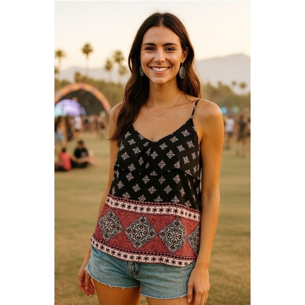 Free Kisses‎ Floral Sleeveless Round Neck Stretch Blouse Size XL